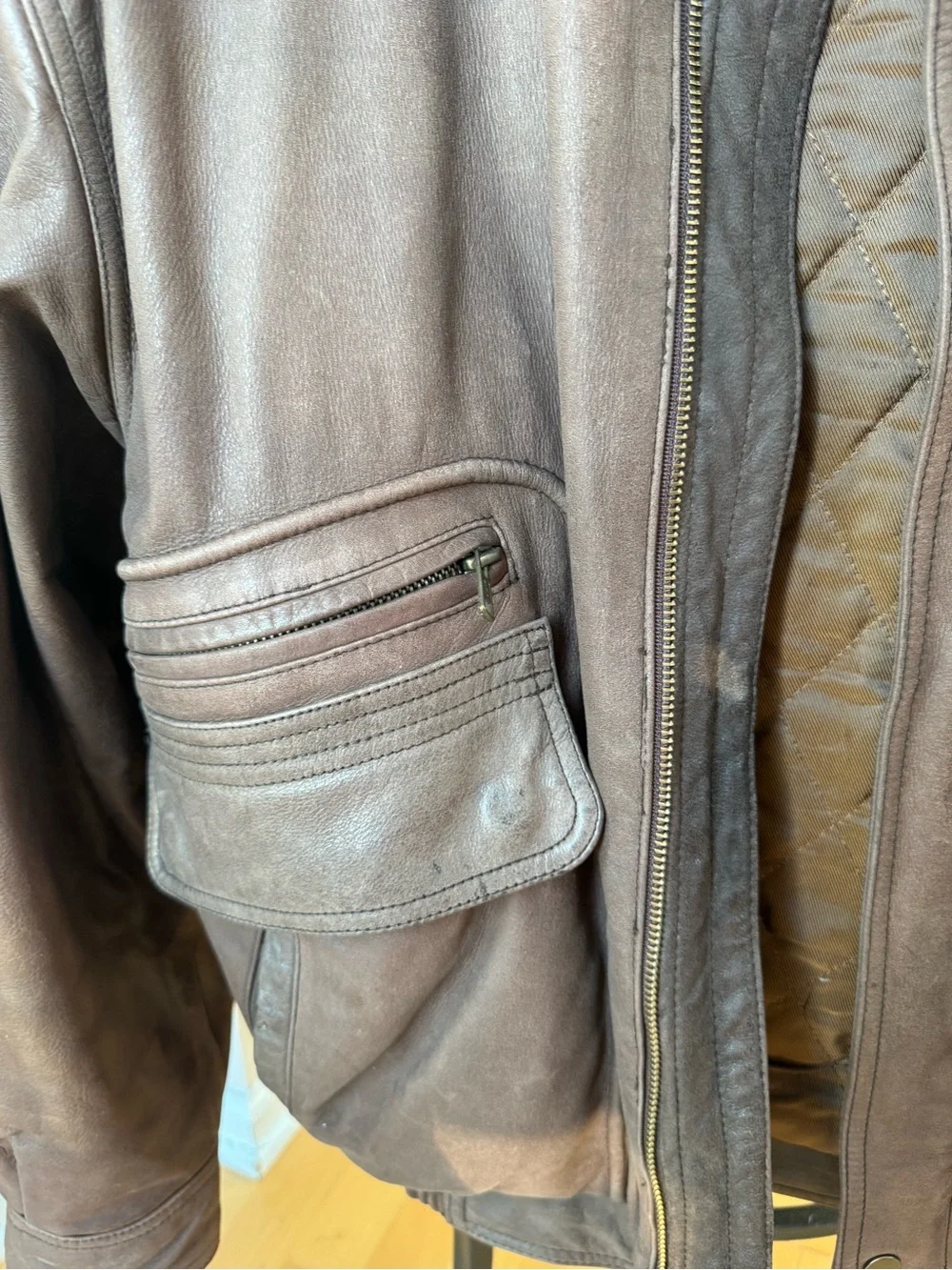 Vintage INC International Concepts Men's Brown Leather Bomber Jacket